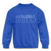 Juneau, Alaska Youth Sweatshirt - Skyline Youth Juneau Crewneck Sweatshirt - royal blue