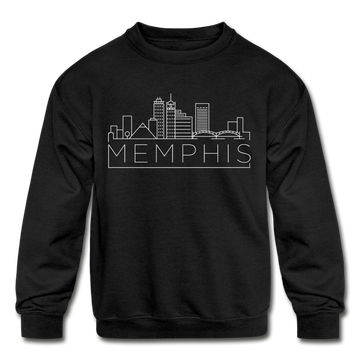 Memphis, Tennessee Youth Sweatshirt - Skyline Youth Memphis Crewneck Sweatshirt - black