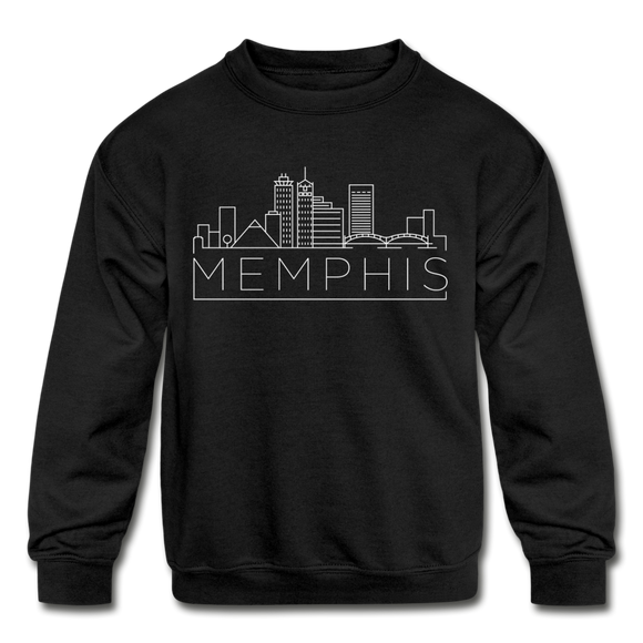 Memphis, Tennessee Youth Sweatshirt - Skyline Youth Memphis Crewneck Sweatshirt - black