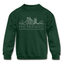 Memphis, Tennessee Youth Sweatshirt - Skyline Youth Memphis Crewneck Sweatshirt - forest green