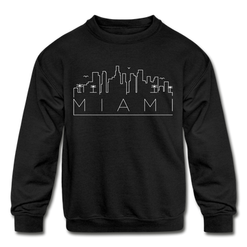 Miami, Florida Youth Sweatshirt - Skyline Youth Miami Crewneck Sweatshirt - black