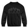 Miami, Florida Youth Sweatshirt - Skyline Youth Miami Crewneck Sweatshirt - black