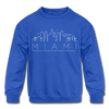 Miami, Florida Youth Sweatshirt - Skyline Youth Miami Crewneck Sweatshirt - royal blue