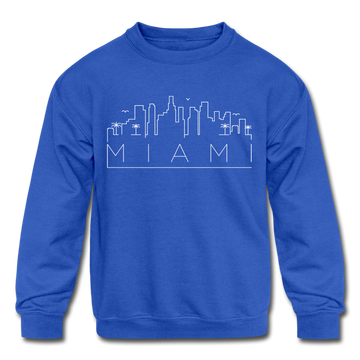 Miami, Florida Youth Sweatshirt - Skyline Youth Miami Crewneck Sweatshirt - royal blue