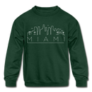 Miami, Florida Youth Sweatshirt - Skyline Youth Miami Crewneck Sweatshirt - forest green