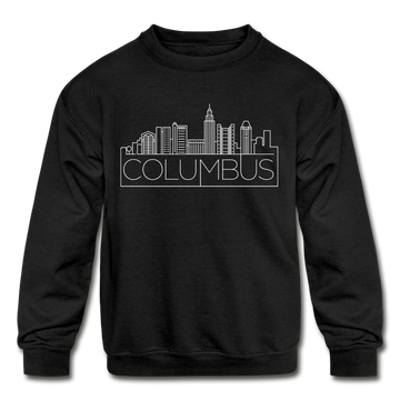 Columbus, Ohio Youth Sweatshirt - Skyline Youth Columbus Crewneck Sweatshirt - black