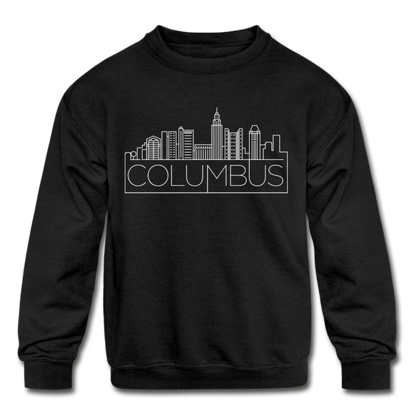 Columbus, Ohio Youth Sweatshirt - Skyline Youth Columbus Crewneck Sweatshirt - black