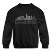 Columbus, Ohio Youth Sweatshirt - Skyline Youth Columbus Crewneck Sweatshirt - black