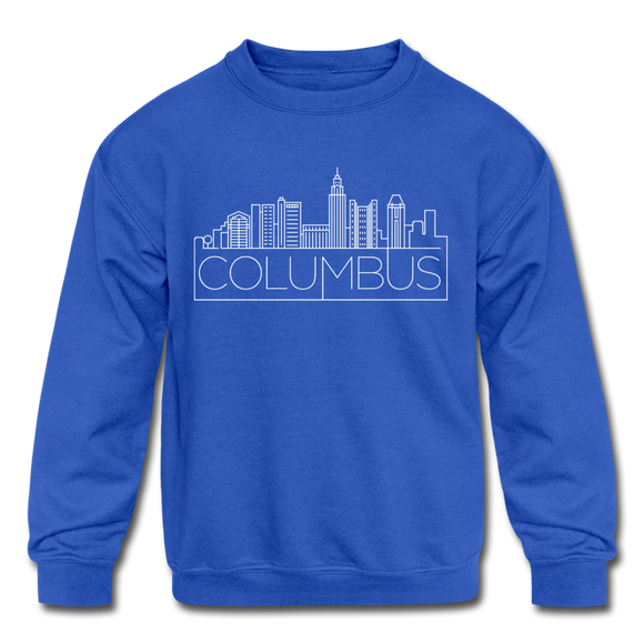 Columbus, Ohio Youth Sweatshirt - Skyline Youth Columbus Crewneck Sweatshirt - royal blue
