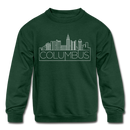 Columbus, Ohio Youth Sweatshirt - Skyline Youth Columbus Crewneck Sweatshirt - forest green