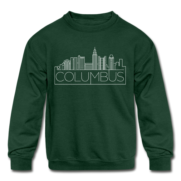 Columbus, Ohio Youth Sweatshirt - Skyline Youth Columbus Crewneck Sweatshirt - forest green