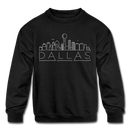 Dallas, Texas Youth Sweatshirt - Skyline Youth Dallas Crewneck Sweatshirt - black