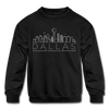 Dallas, Texas Youth Sweatshirt - Skyline Youth Dallas Crewneck Sweatshirt - black
