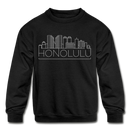 Honolulu, Hawaii Youth Sweatshirt - Skyline Youth Honolulu Crewneck Sweatshirt - black