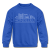 Honolulu, Hawaii Youth Sweatshirt - Skyline Youth Honolulu Crewneck Sweatshirt - royal blue