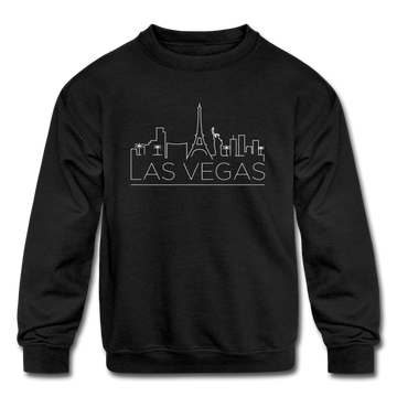 Las Vegas, Nevada Youth Sweatshirt - Skyline Youth Las Vegas Crewneck Sweatshirt - black