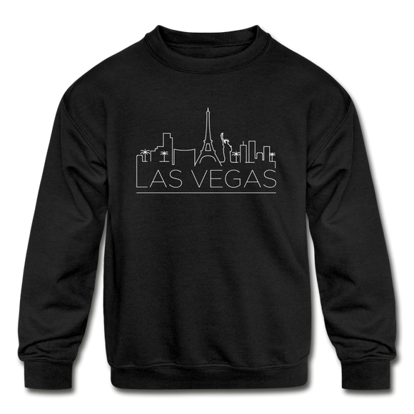 Las Vegas, Nevada Youth Sweatshirt - Skyline Youth Las Vegas Crewneck Sweatshirt - black