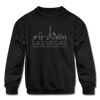 Las Vegas, Nevada Youth Sweatshirt - Skyline Youth Las Vegas Crewneck Sweatshirt - black