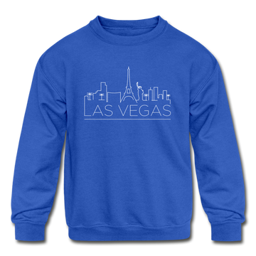 Las Vegas, Nevada Youth Sweatshirt - Skyline Youth Las Vegas Crewneck Sweatshirt - royal blue