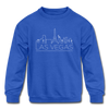 Las Vegas, Nevada Youth Sweatshirt - Skyline Youth Las Vegas Crewneck Sweatshirt - royal blue