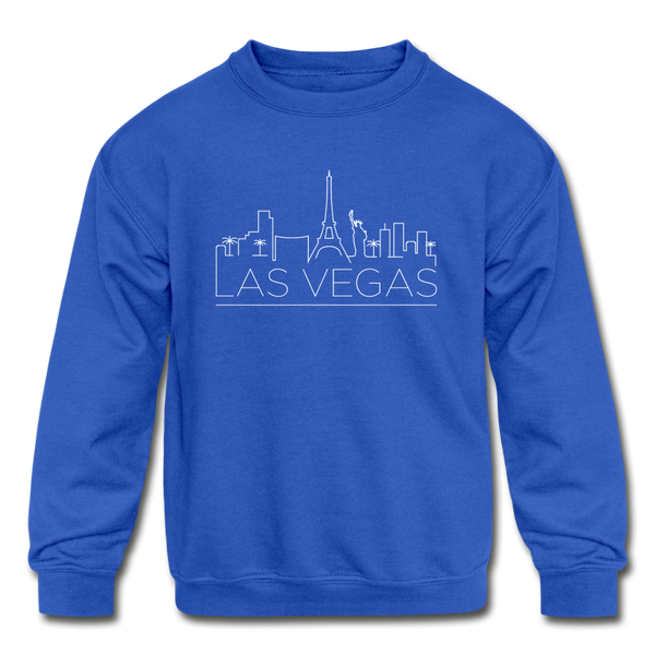 Las Vegas, Nevada Youth Sweatshirt - Skyline Youth Las Vegas Crewneck Sweatshirt - royal blue