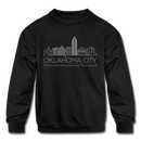 Oklahoma City, Oklahoma Youth Sweatshirt - Skyline Youth Oklahoma City Crewneck Sweatshirt - black