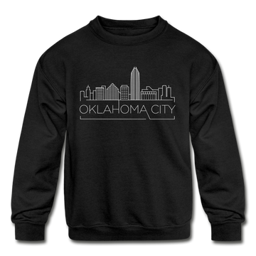 Oklahoma City, Oklahoma Youth Sweatshirt - Skyline Youth Oklahoma City Crewneck Sweatshirt - black