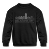 Oklahoma City, Oklahoma Youth Sweatshirt - Skyline Youth Oklahoma City Crewneck Sweatshirt - black