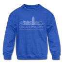 Oklahoma City, Oklahoma Youth Sweatshirt - Skyline Youth Oklahoma City Crewneck Sweatshirt - royal blue