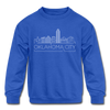 Oklahoma City, Oklahoma Youth Sweatshirt - Skyline Youth Oklahoma City Crewneck Sweatshirt - royal blue