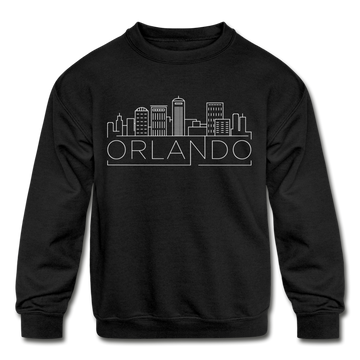Orlando, Florida Youth Sweatshirt - Skyline Youth Orlando Crewneck Sweatshirt - black
