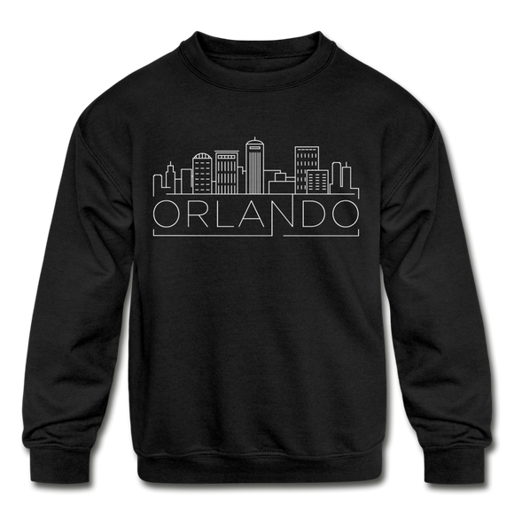 Orlando, Florida Youth Sweatshirt - Skyline Youth Orlando Crewneck Sweatshirt - black