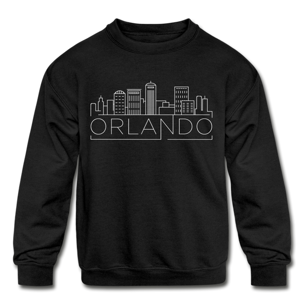 Orlando, Florida Youth Sweatshirt - Skyline Youth Orlando Crewneck Sweatshirt - black