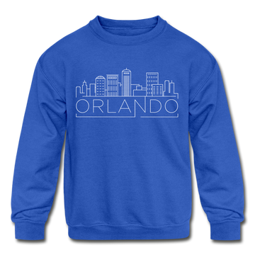 Orlando, Florida Youth Sweatshirt - Skyline Youth Orlando Crewneck Sweatshirt - royal blue