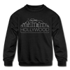 Hollywood, California Youth Sweatshirt - Skyline Youth Hollywood Crewneck Sweatshirt - black