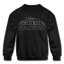 Hollywood, California Youth Sweatshirt - Skyline Youth Hollywood Crewneck Sweatshirt - black