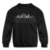 Houston, Texas Youth Sweatshirt - Skyline Youth Houston Crewneck Sweatshirt - black