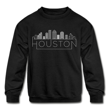 Houston, Texas Youth Sweatshirt - Skyline Youth Houston Crewneck Sweatshirt - black