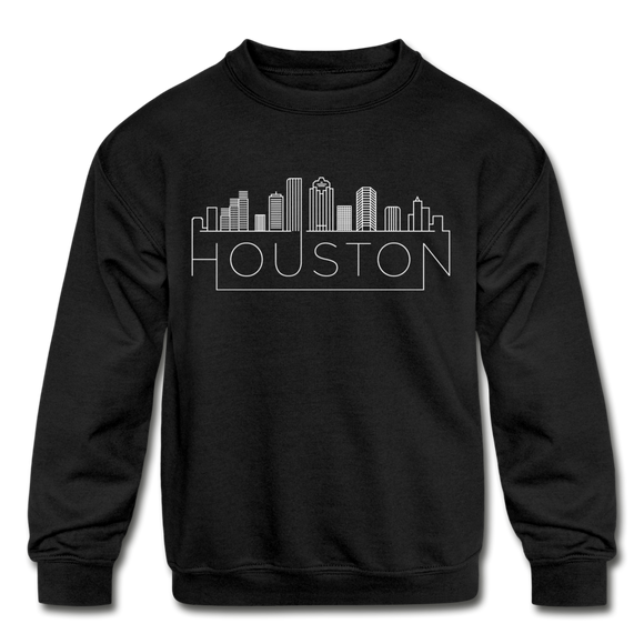 Houston, Texas Youth Sweatshirt - Skyline Youth Houston Crewneck Sweatshirt - black