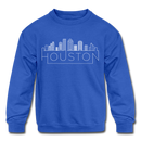 Houston, Texas Youth Sweatshirt - Skyline Youth Houston Crewneck Sweatshirt - royal blue