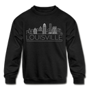 Louisville, Kentucky Youth Sweatshirt - Skyline Youth Louisville Crewneck Sweatshirt - black