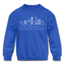 Louisville, Kentucky Youth Sweatshirt - Skyline Youth Louisville Crewneck Sweatshirt - royal blue