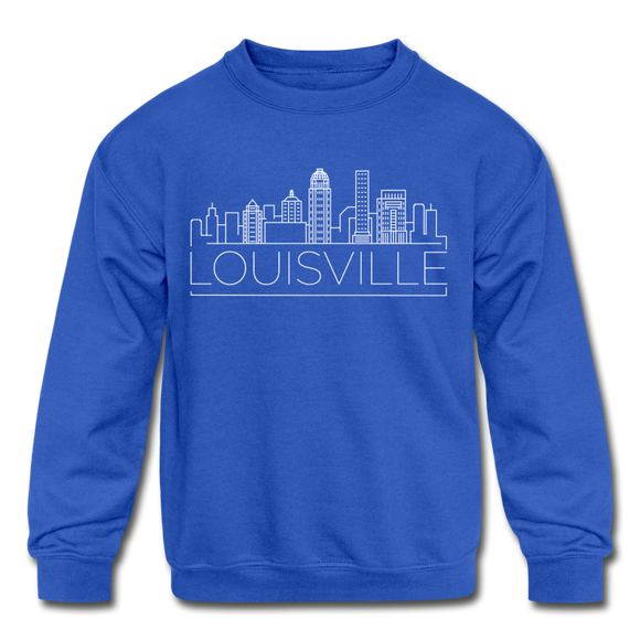 Louisville, Kentucky Youth Sweatshirt - Skyline Youth Louisville Crewneck Sweatshirt - royal blue