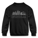 Nashville, Tennessee Youth Sweatshirt - Skyline Youth Nashville Crewneck Sweatshirt - black