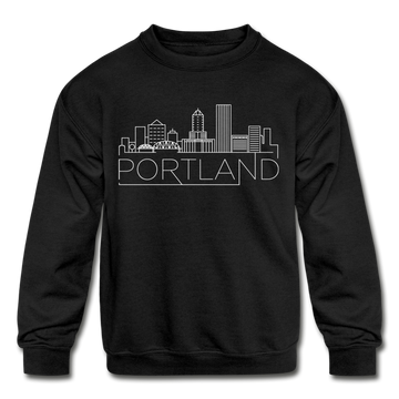 Portland, Oregon Youth Sweatshirt - Skyline Youth Portland Crewneck Sweatshirt - black