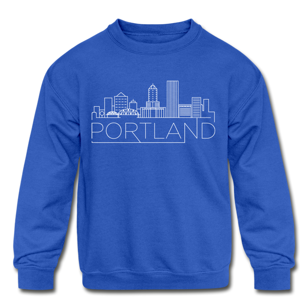 Portland, Oregon Youth Sweatshirt - Skyline Youth Portland Crewneck Sweatshirt - royal blue