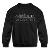 Sacramento, California Youth Sweatshirt - Skyline Youth Sacramento Crewneck Sweatshirt - black