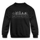 Sacramento, California Youth Sweatshirt - Skyline Youth Sacramento Crewneck Sweatshirt - black