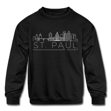 Saint Paul, Minnesota Youth Sweatshirt - Skyline Youth Saint Paul Crewneck Sweatshirt - black