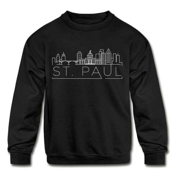Saint Paul, Minnesota Youth Sweatshirt - Skyline Youth Saint Paul Crewneck Sweatshirt - black